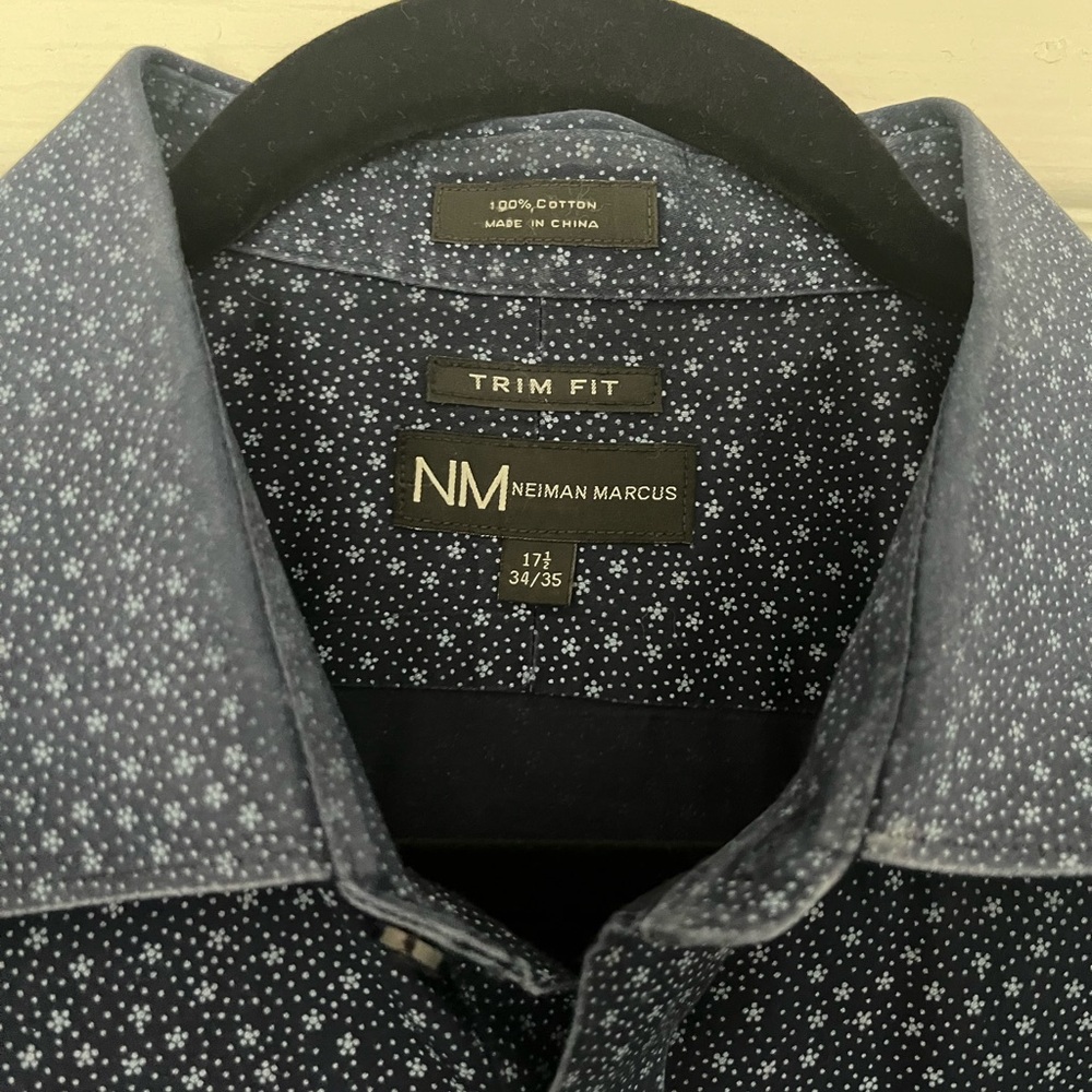 Neiman Marcus Starry Blue Trim Fit Shirt